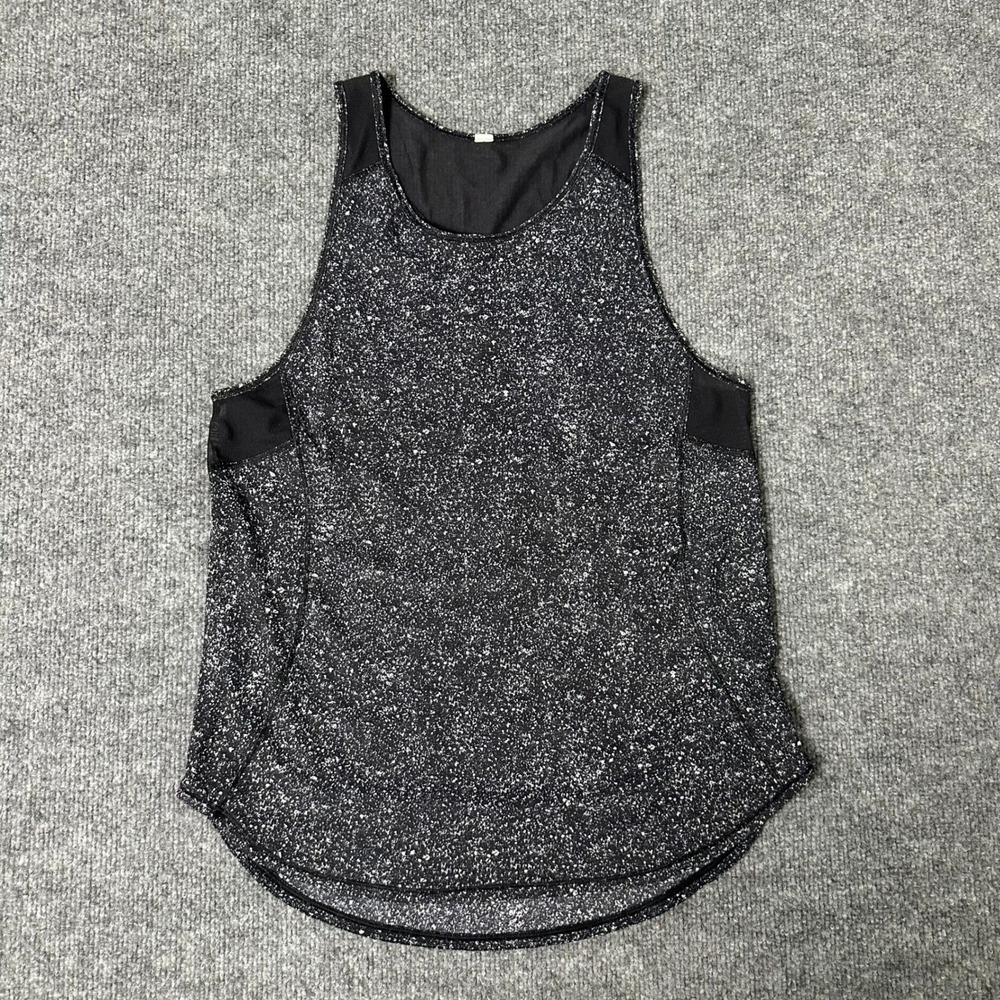 Lululemon Tank Top Womens Size 8 Black White Speckled Sculpt Mesh Racerback Gym